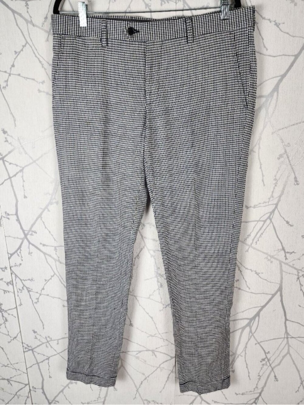 Spada Roma Houndstooth Woven Mid Rise Slim Fit Trousers